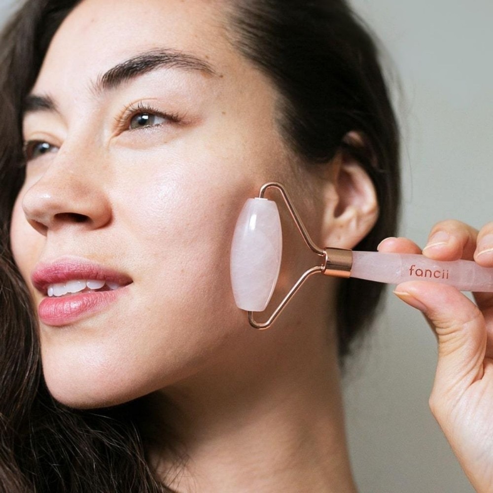 Fancii Rose Quartz Facial Roller Massager for Face Jade Roller AEVA