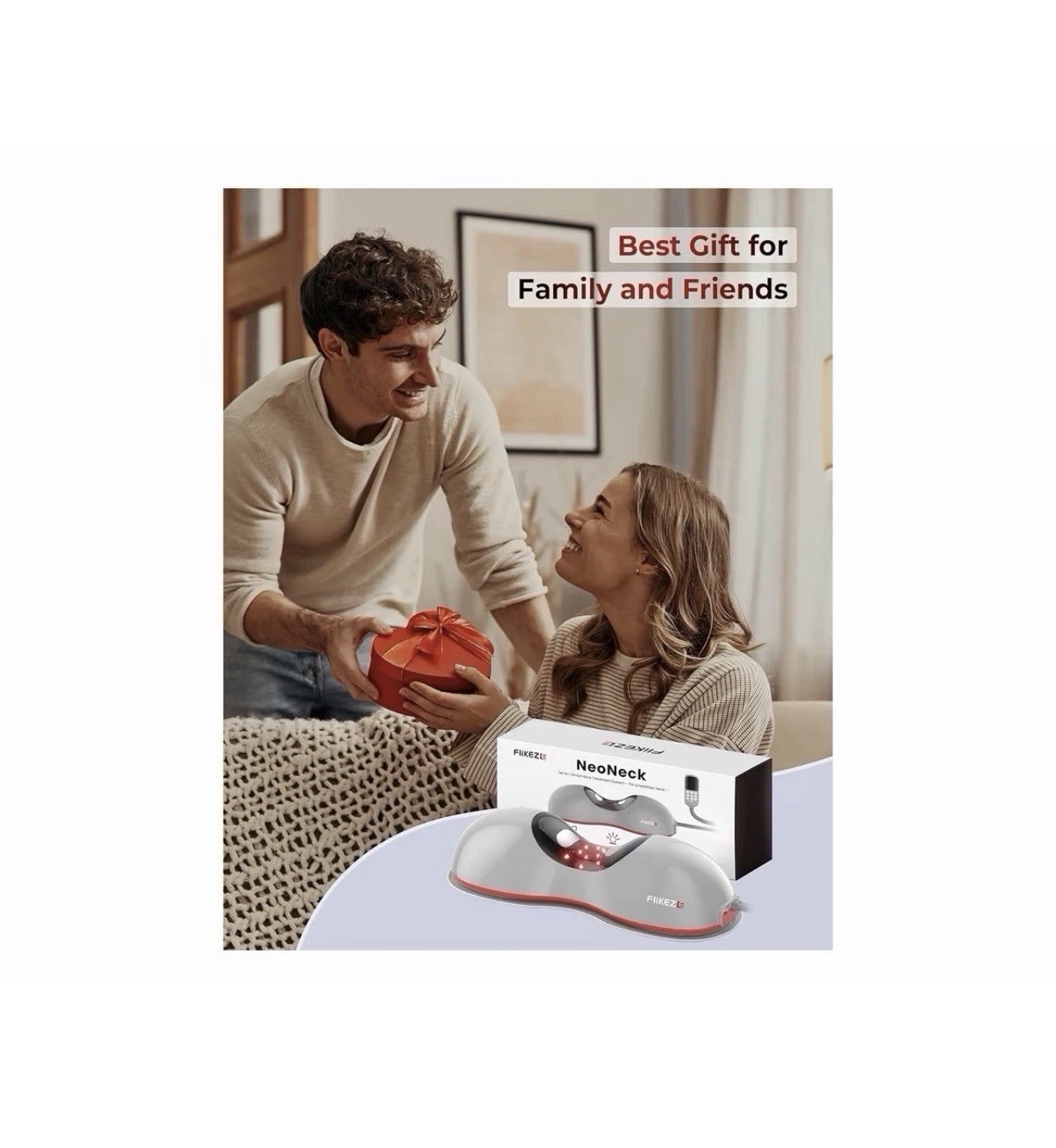Flikeze NeoNeck Smart Neck Massager Red Light Therapy Heat Traction Device – NEW