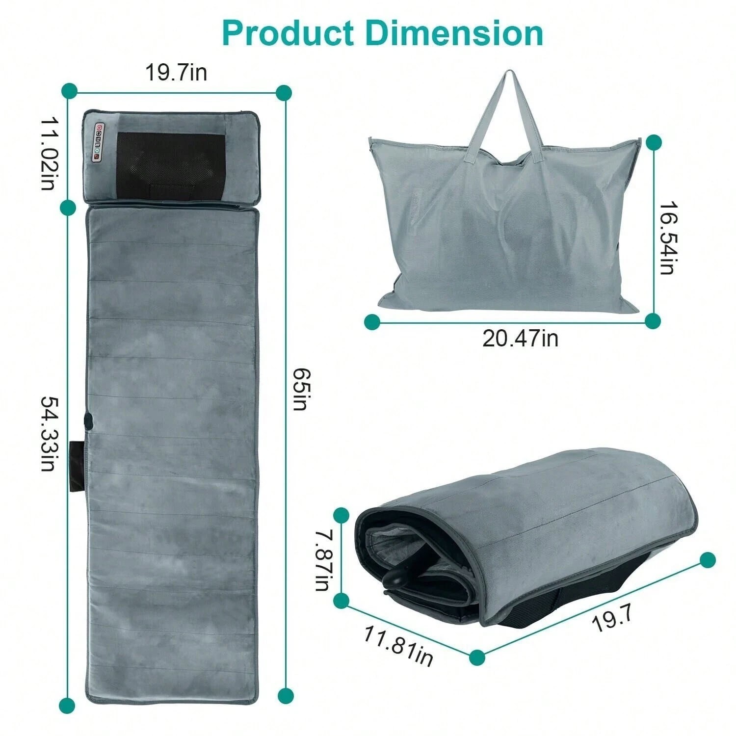 Full Body Vibration Massage Mat w/ Heat 10 Motors Neck Massager Remote 65in