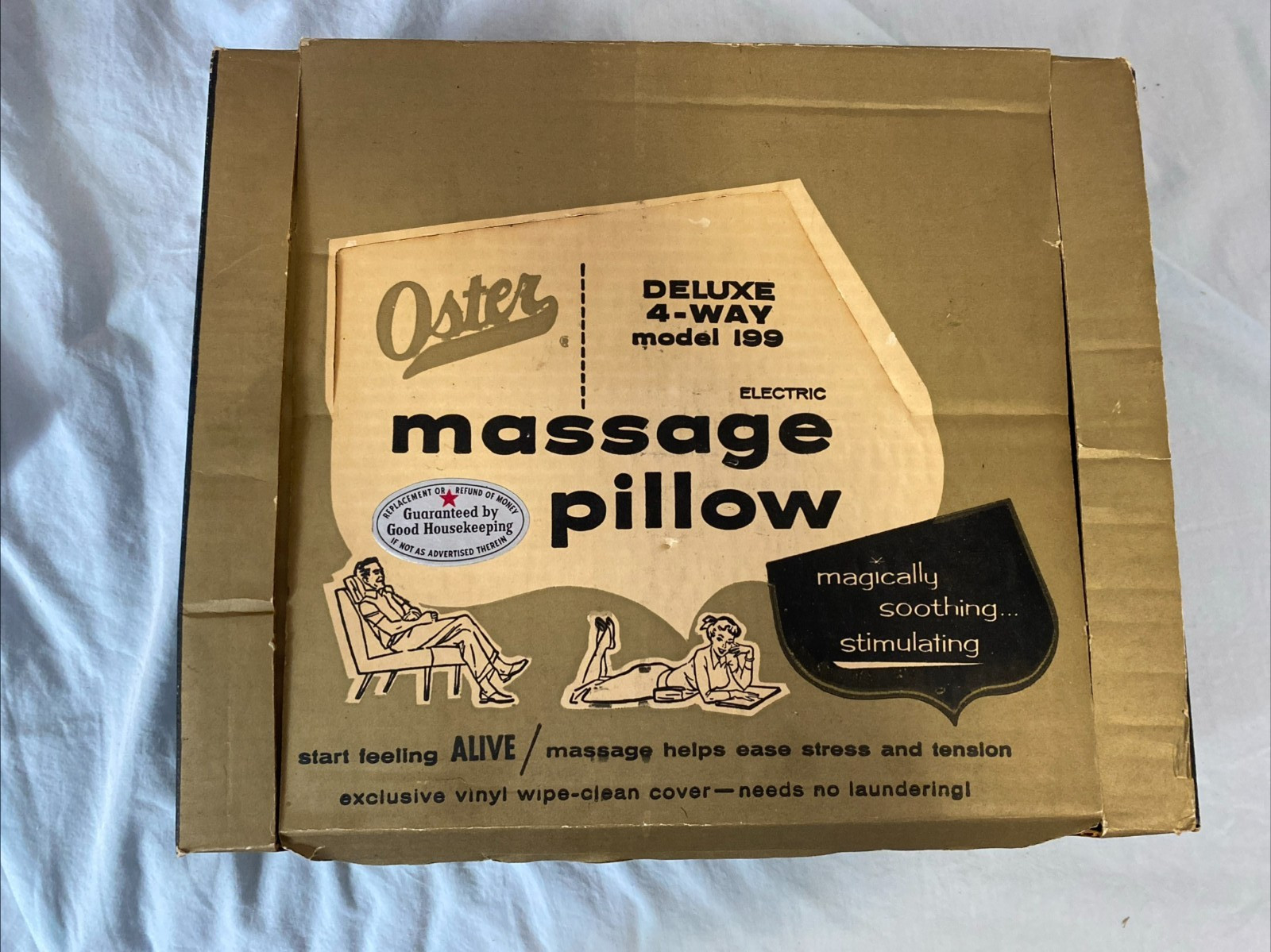Vintage Oster Deluxe 4-Way Electric Massage Pillow – Tested w/Original Box