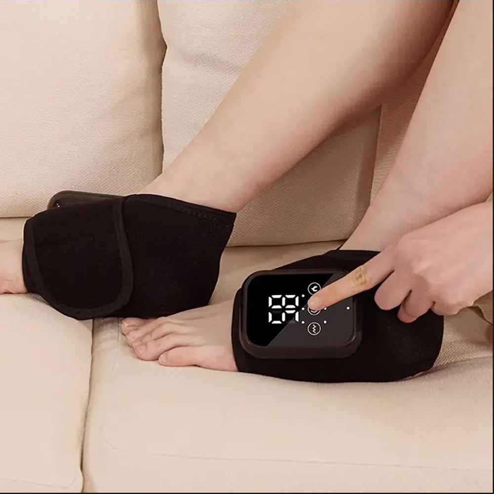 2PCS Electric Foot Ankle Massager Heating and Vibration Hot Compress PainRelief