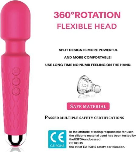 Handheld Massager Vibrator 3 colors Rechargeable 20 Speed Wand Massage Vibrating