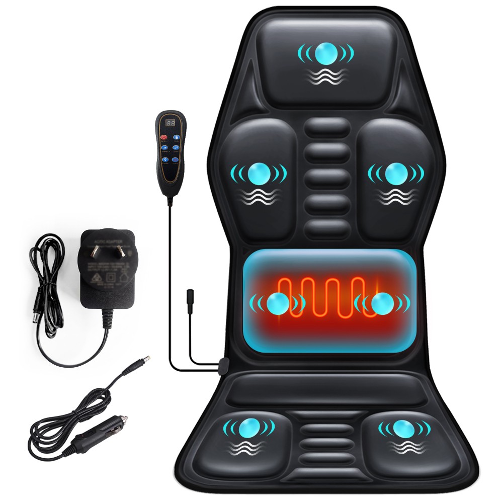 7-Motor Heated Massage Chair Pad, 9 Modes Adjustable Heat Timer for Home Office