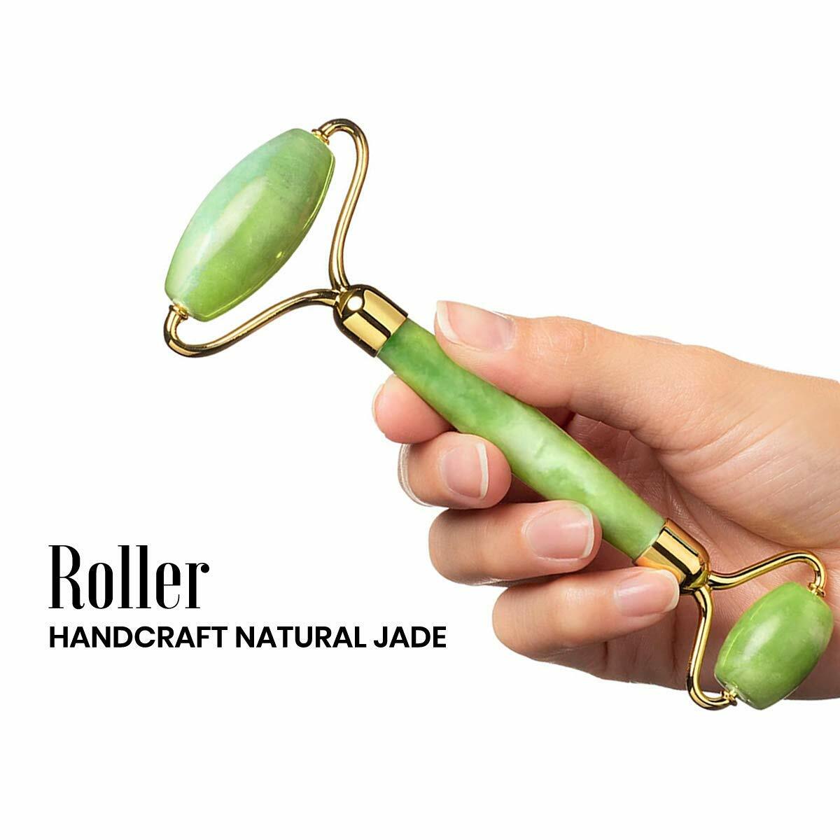 Anti Aging Natural Jade Roller Gua Sha Face Body Eye Board Set Massager Tool USA