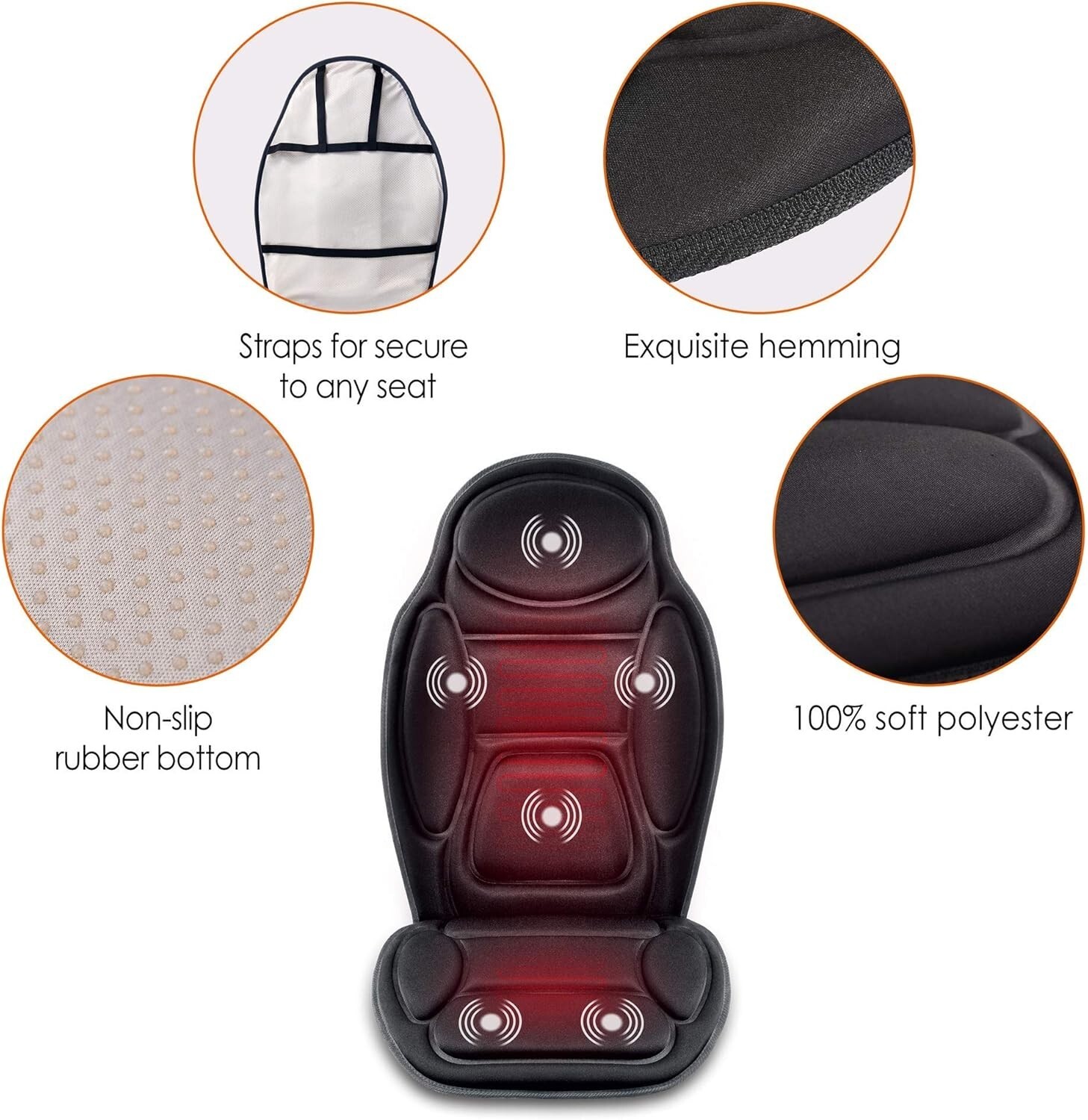 Corded Electric Back Massager with Heat – 6 Vibration Nodes for Home & Office