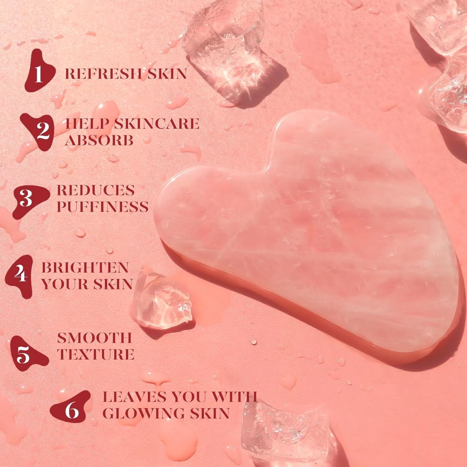Rose Quartz Face Roller Gua Sha Set for Lymphatic Massage and Skin Sculpting