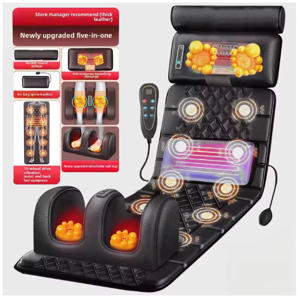 Electric Full Body Massage Mattress With Heating Hand Control Shoulder Neck Wais