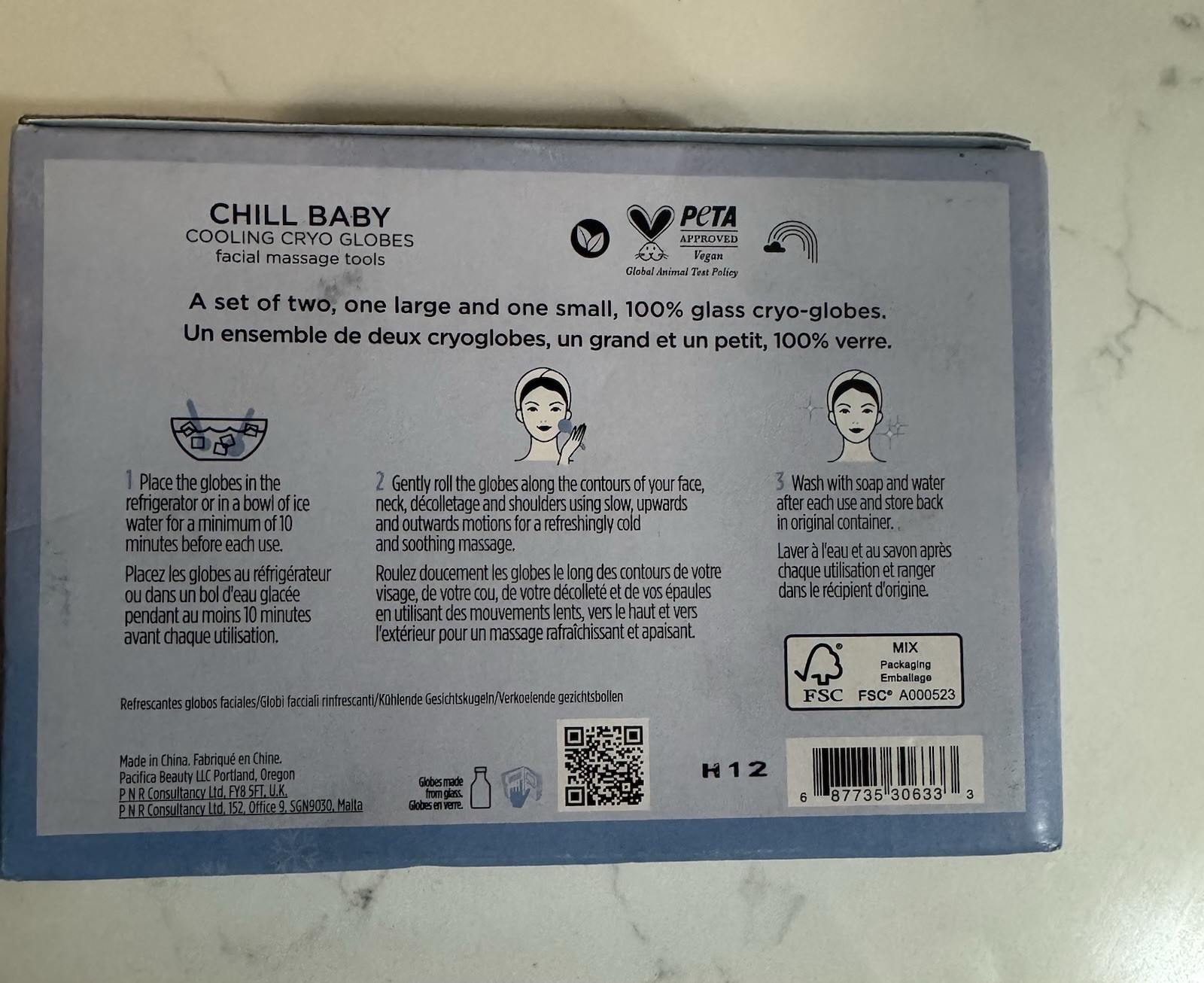 Pacifica Chill Baby Cooling Cryo Globes Facial Massage Tools Blue