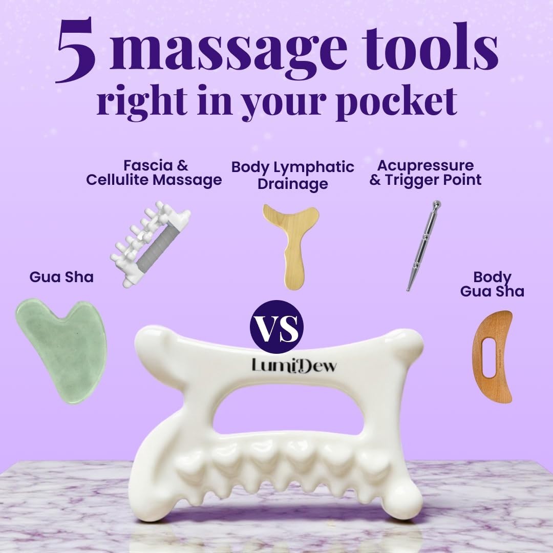 Ceramic Gua Sha Tool – Face & Body Massager for Lymphatic Drainage, Sculpt Jawli