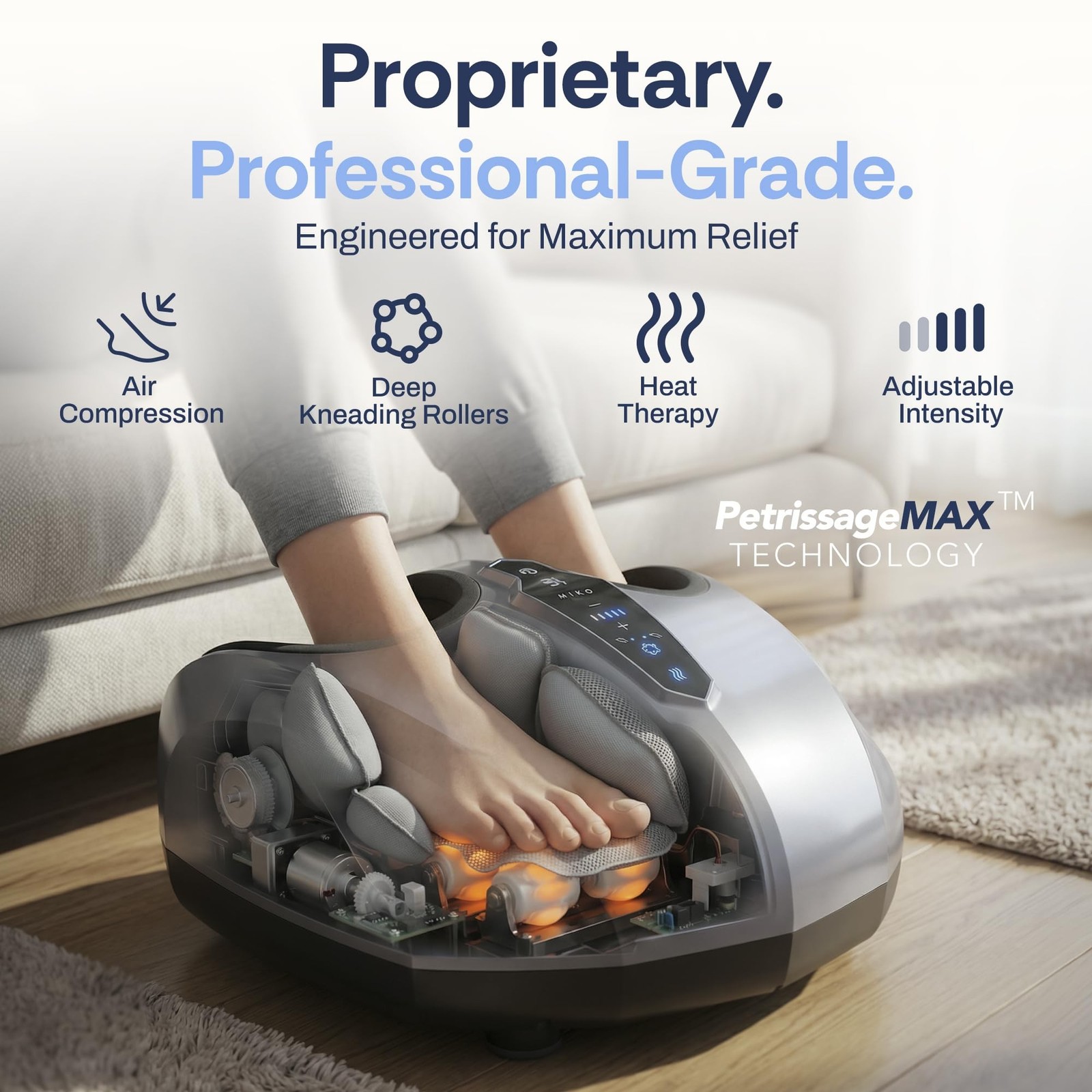 MIKO Foot Massager Machine with Deep-Kneading, Compression, Shiatsu, and Heat…