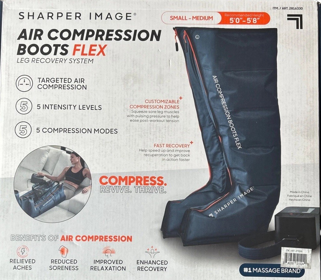Sharper Image Air Compression Boots Flex Leg Recovery System Small/Medium