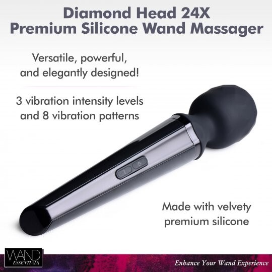 Diamond Head 24X Rechargeable Silicone Wand Essentials Massager Massage G3D