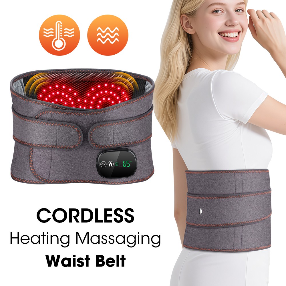 Red Light Heating Vibration Back Massager Lumbar Belt for Lower Back Pain Relief
