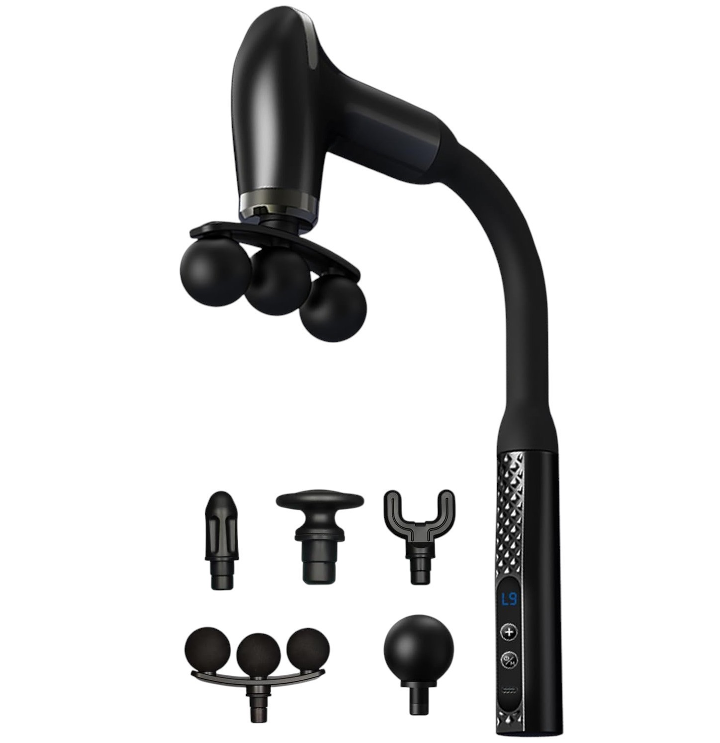 Smart Electric Fascia Gun Rechargeable Long Handle Muscle Relaxation Massager US