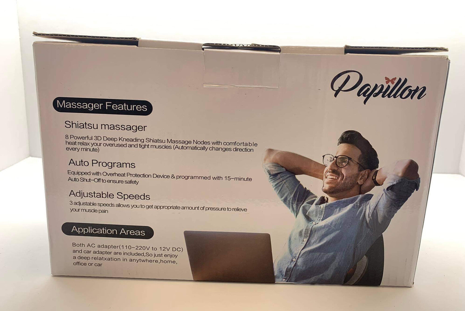 Papillon JH-016 Back 3D Shiatsu Massager Pillow With Heat At Home Car Office