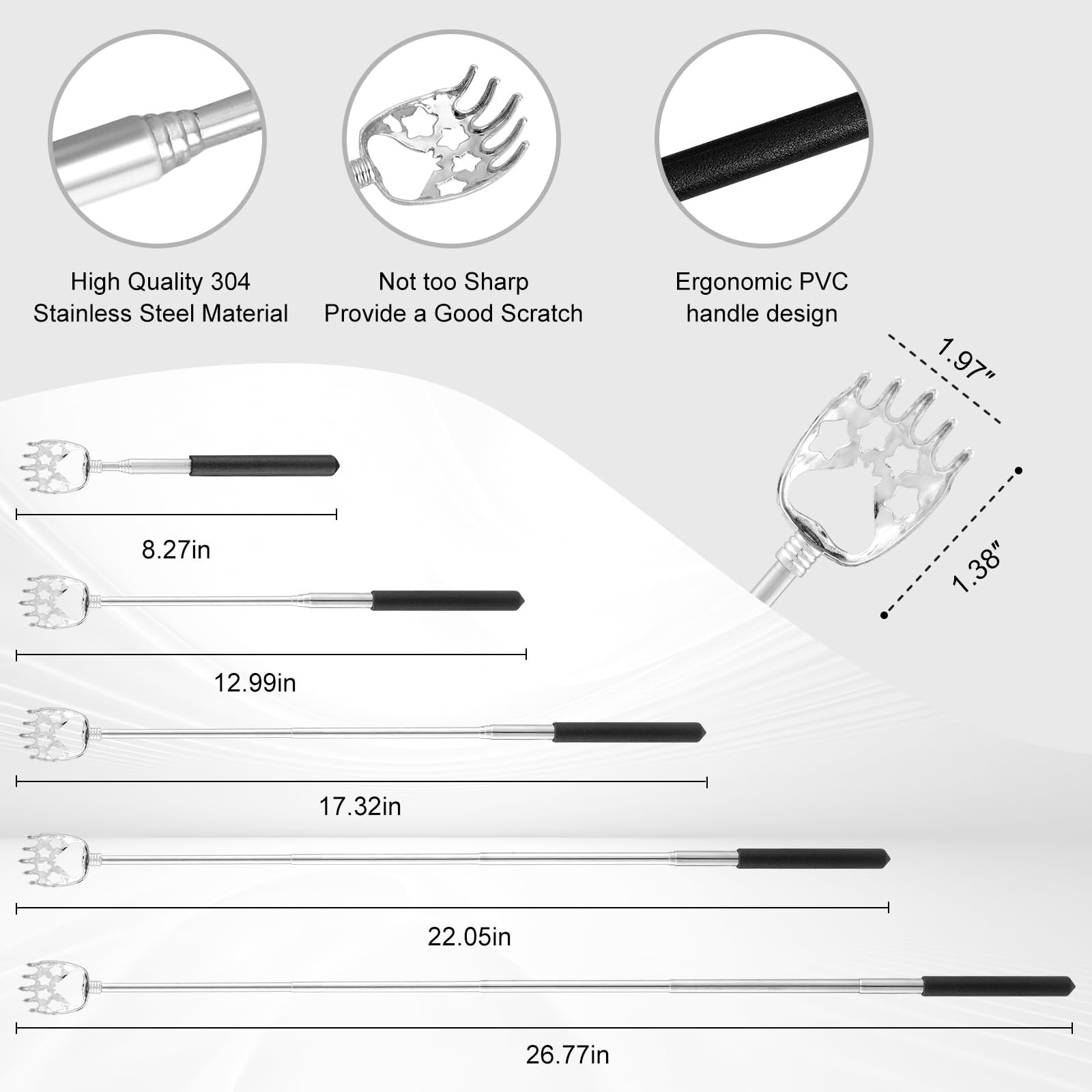 4 Pack Different Back Scratcher Portable Telescoping Rubber Handles