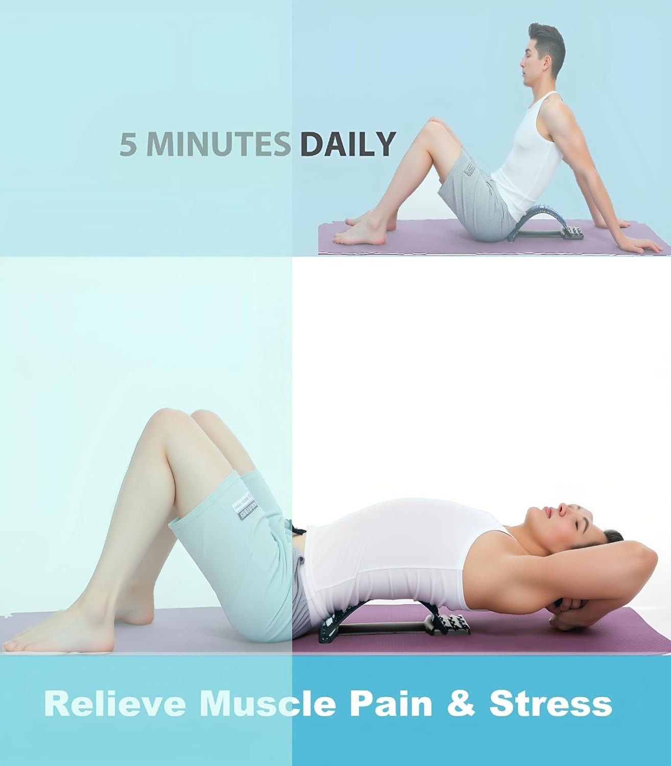 Portable Back Stretcher with 92 Acupressure Points for Lumbar Pain Relief