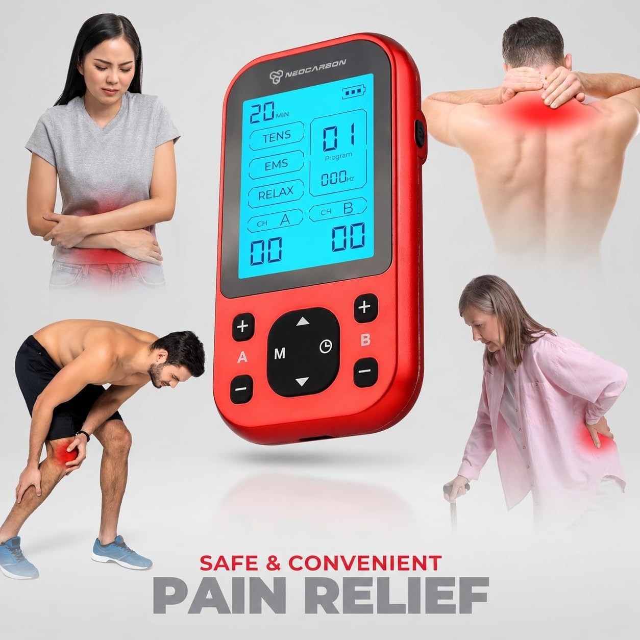 DUOWISI TENS Unit EMS Muscle Stimulator Pain Relief Massager USB Rechargeable
