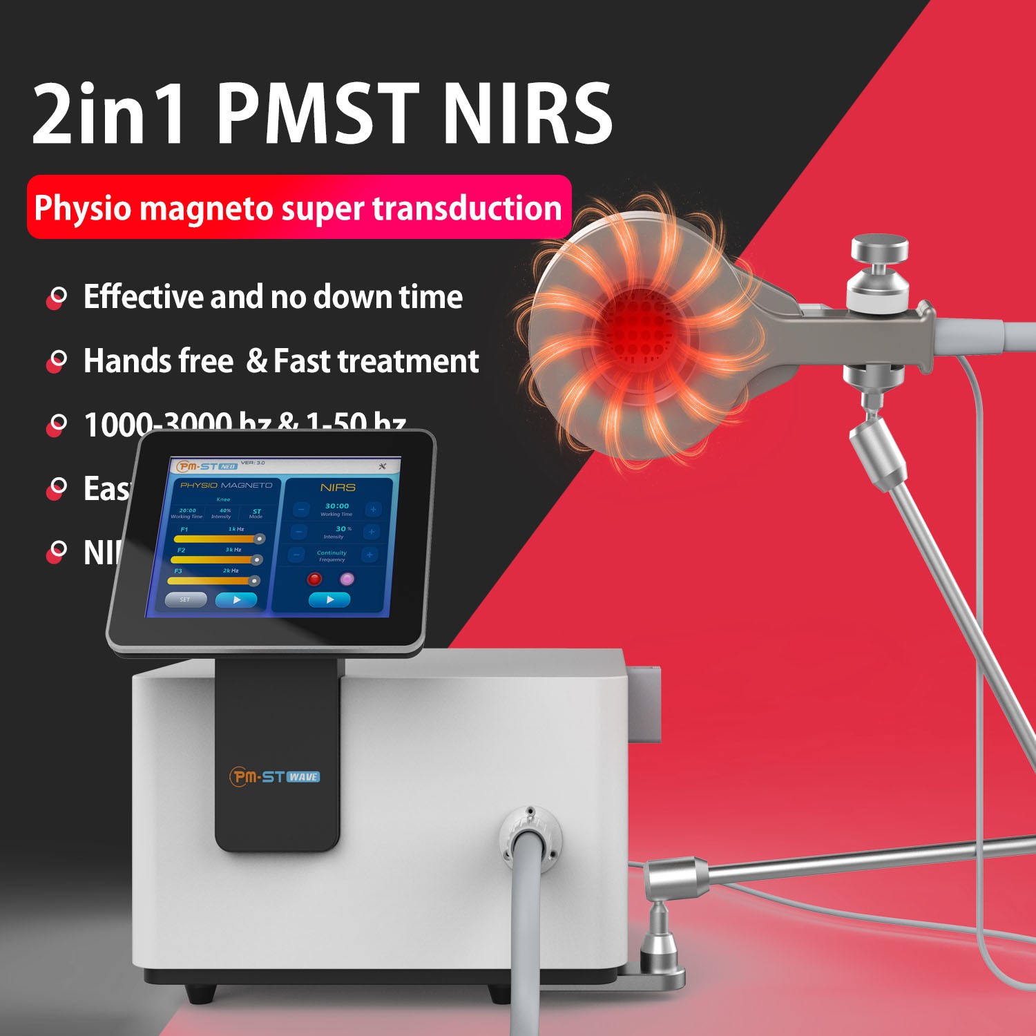 2 in1 PMST NIRS PEMF EMTT Physio Magneto Therapy Bone Rehabilitation Machine New