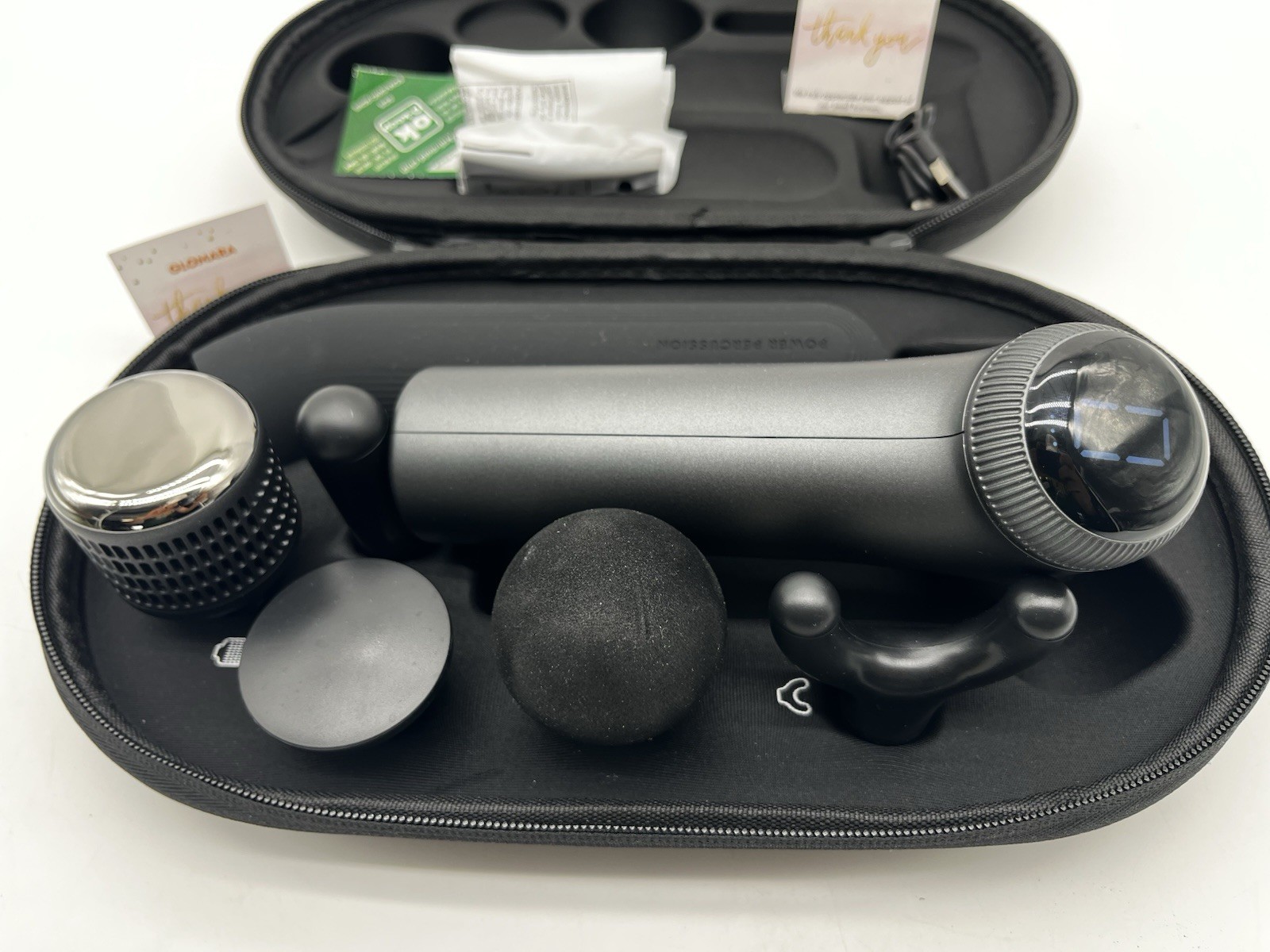 Sharper Image Power Percussion Massager Hot Cold Reach Deep Tissue Kit Set