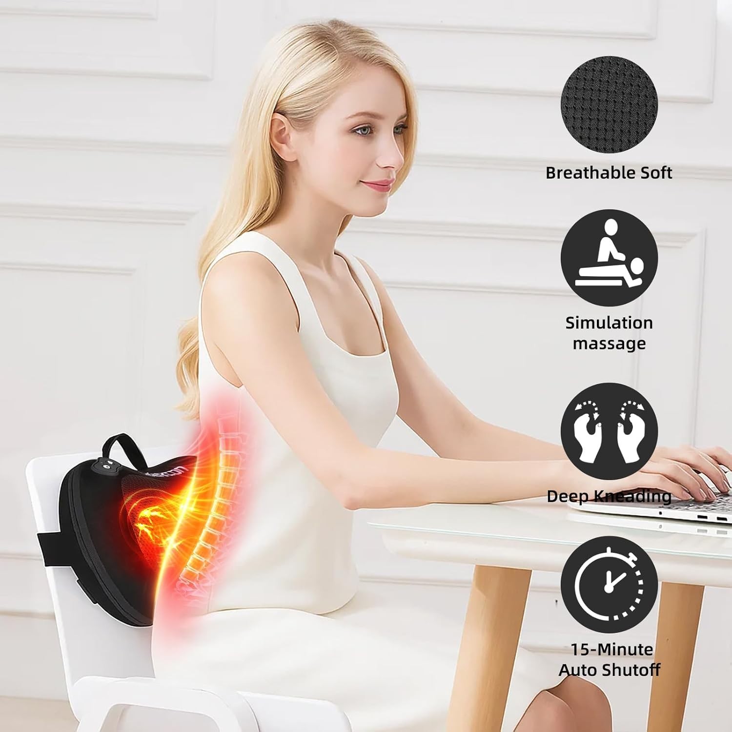 3 In 1 Lumbar Support Pillow Smooth Spine Triple Fusion Back Massager