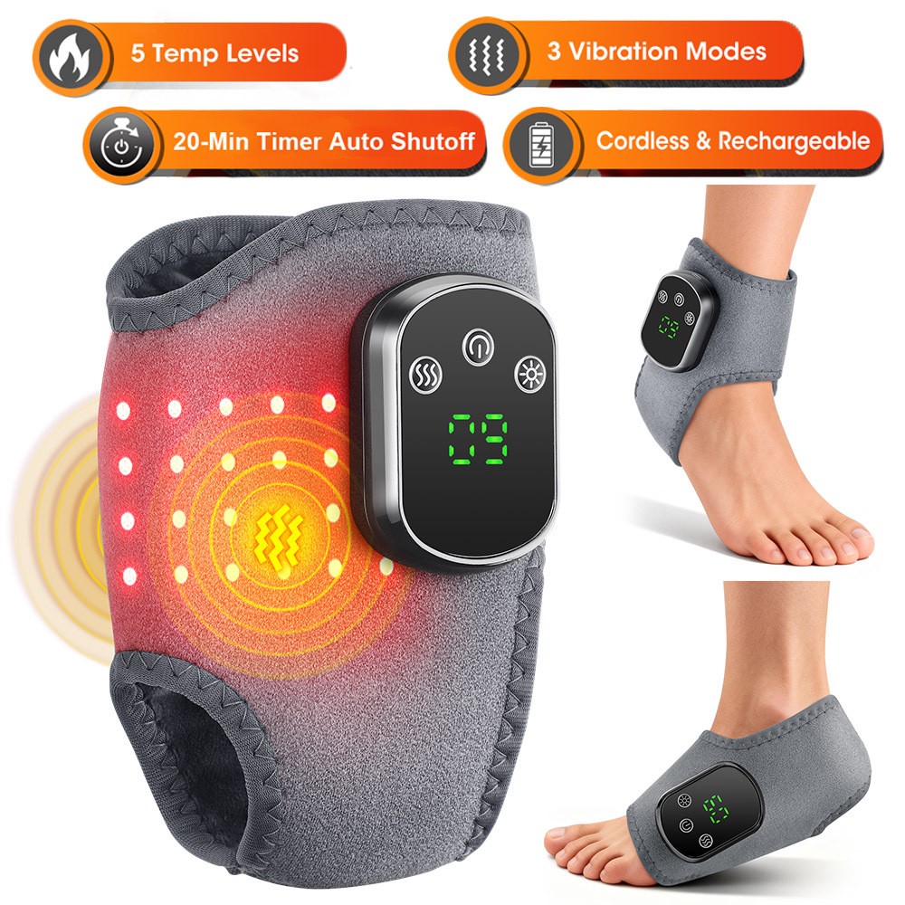 Electric Foot Ankle Massager Infrared Red Light Heating & Vibration Pain Relief