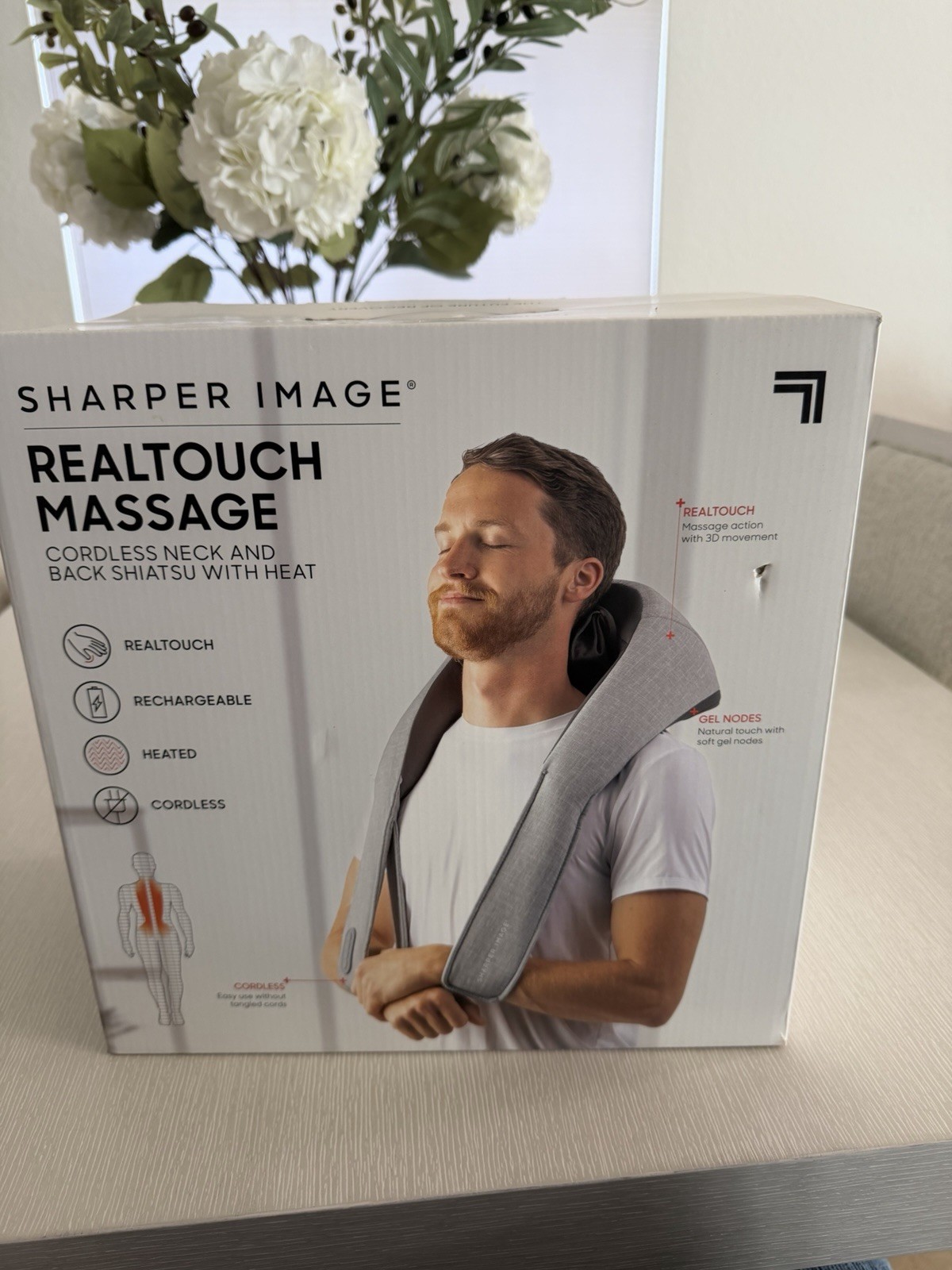 Sharper Image RealTouch Shiatsu Heated Cordless Neck/Back/Shoulder Massager Gray