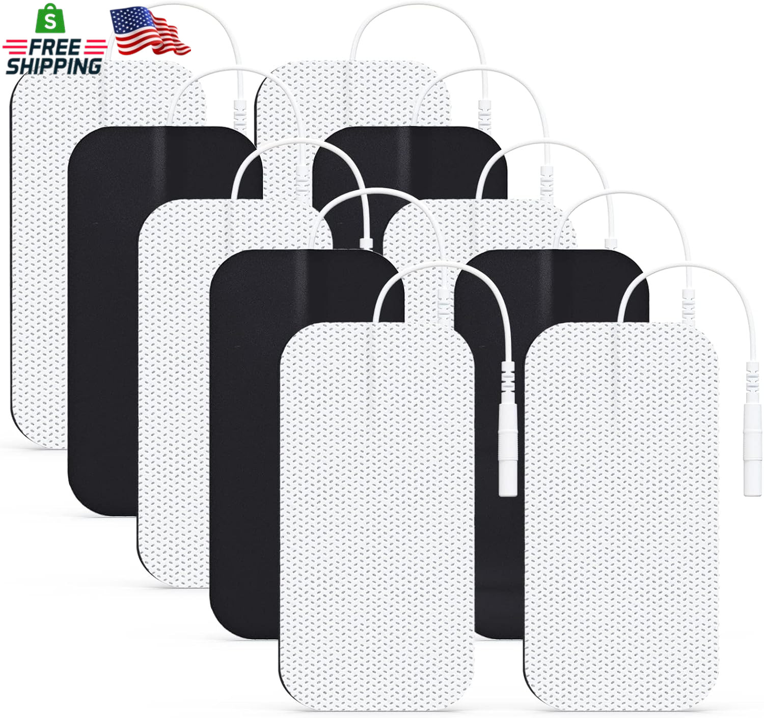 AUVON TENS Unit Pads 2″X4″ 10 Pcs, 3Rd Gen Latex-Free Rectangular Replacement Pa