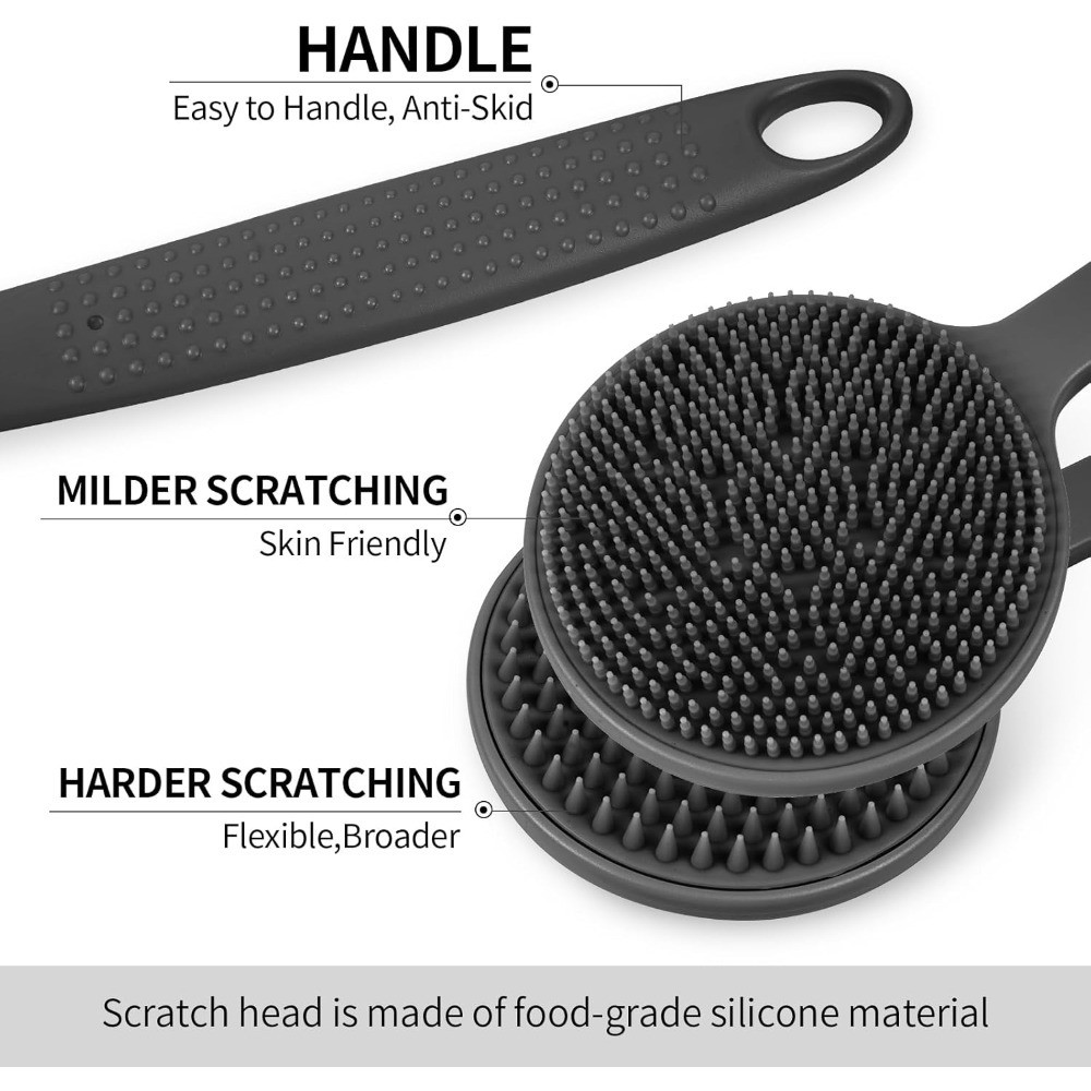 Long Handle Back Scratcher for Adults with 2 Silicone Scratch Surfaces Deep