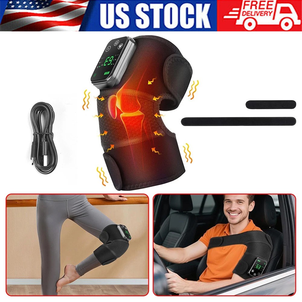 3 in 1 Electric Heated Vibration Shoulder Massager Brace Knee Joint Pain Relief