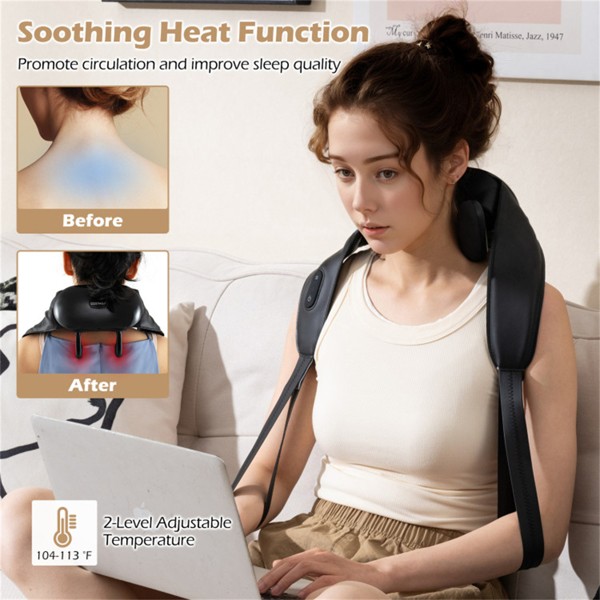 Neck Shoulder Massager – 4D Deep Tissue Kneading, 2 Modes & 2-Level Heat , Hands
