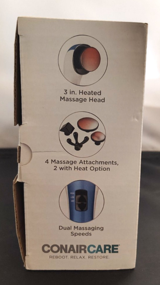 CONAIR CARE Heated Body Massager w/Ergonomic Handle & Attachments ~ NEW Open Box