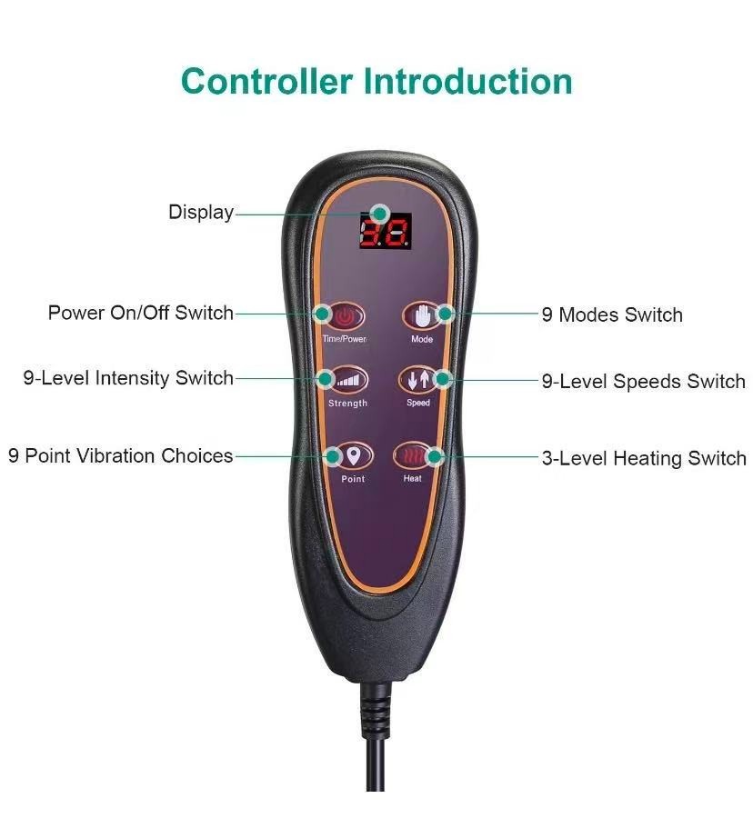 Full Body Heated Massage Mat Electric Back Heat Vibration Massage Pain Relief
