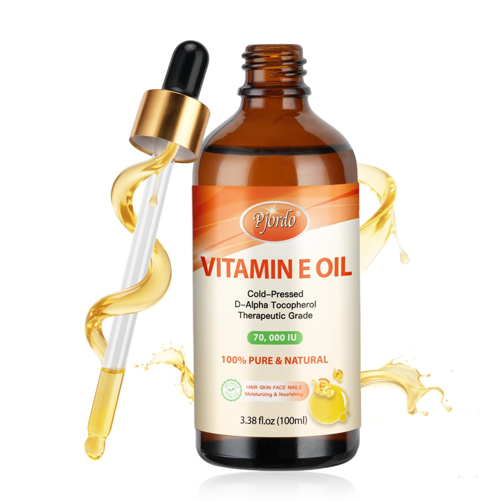 Vitamin E Oil – 100 Pure Natural, 70,000 IU Cold-Pressed Organic Vitamin E O…