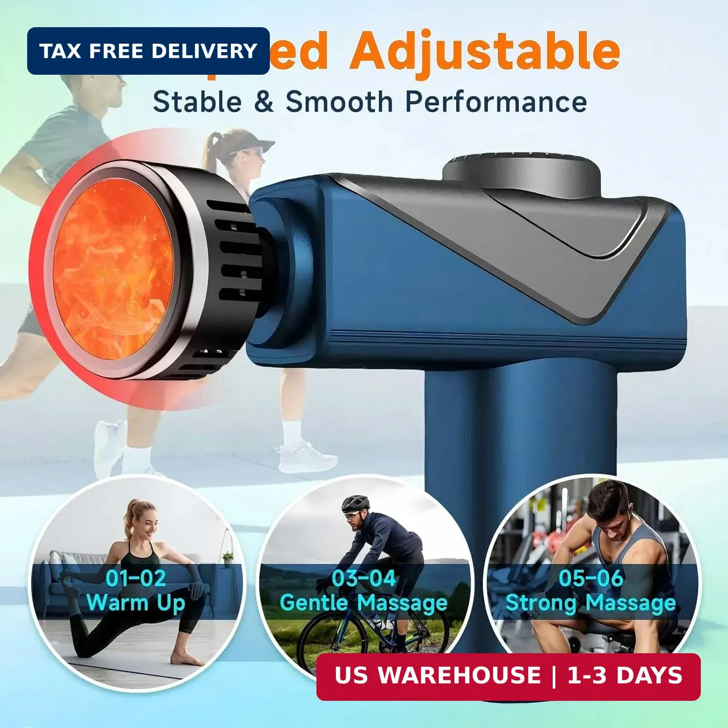 Massage Gun – Amazing Power! Handheld Muscle Gun with Heat, Powerful Full Body E