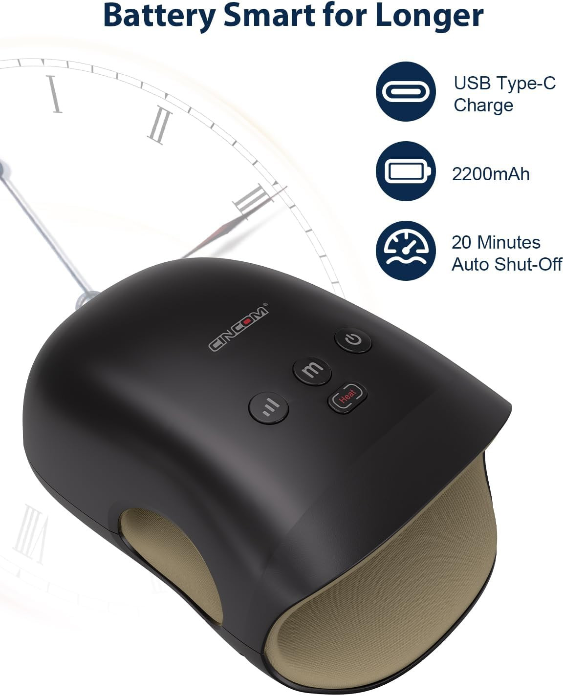CINCOM Hand Massager – Cordless Hand Massager with Heat and Compression for Arth