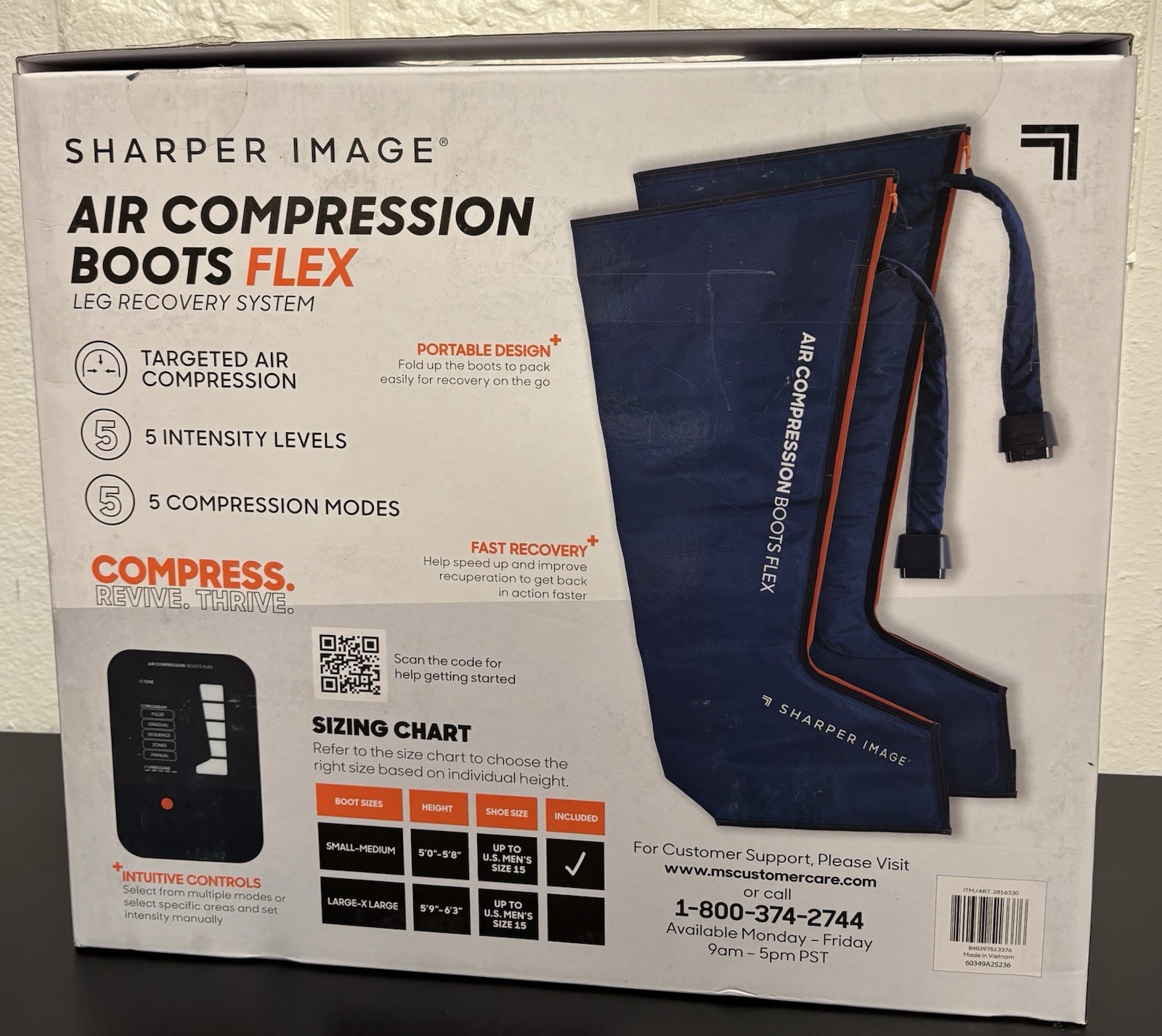 SM / MED – Sharper Image Powerboost Air Compression Boots Electric Leg Massager