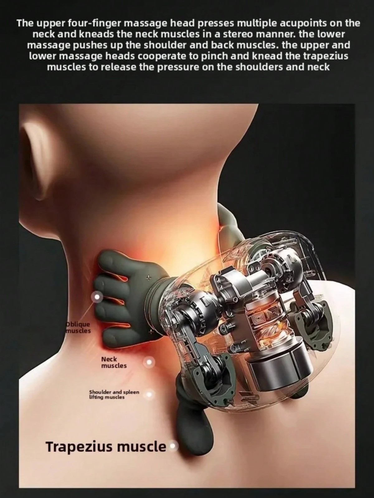 Heated 4D Shiatsu Neck Massager Wireless Deep Tissue Muscle Relief Relaxing Gift