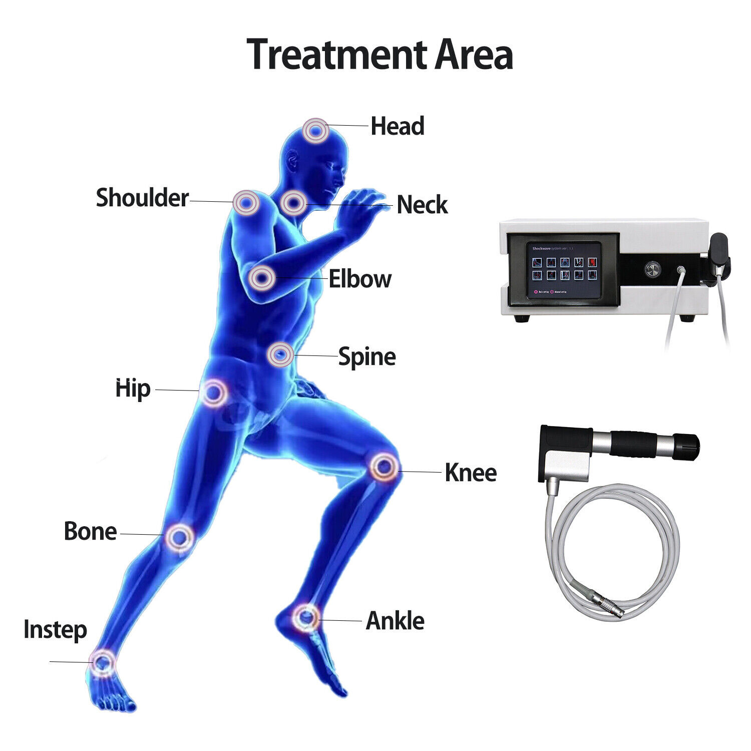 Pneumatic Shockwave Therapy Machine Body Pain Relief ED Treatment Shock Wave USA