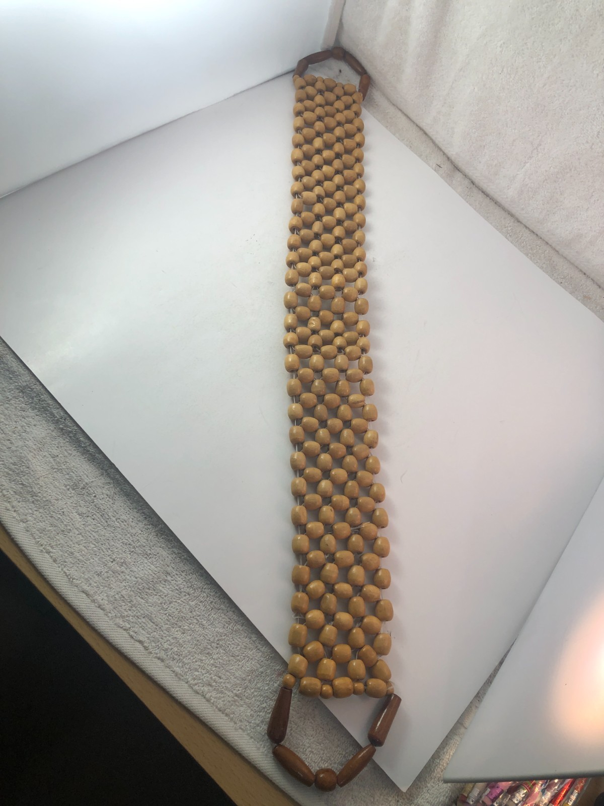 Wood Bead Back Massage Roller Rope 35″ Long x 3 1/2″ wide