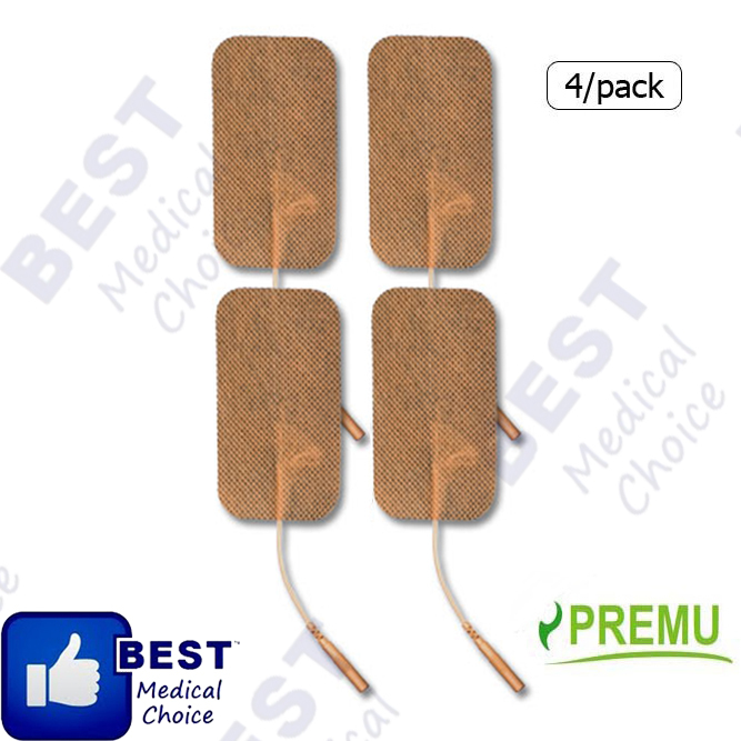 16 TENS UNIT REPLACEMENT ELECTRODE PADS, LARGE 2″ X 3.5″ TAN CLOTH, REUSABLE