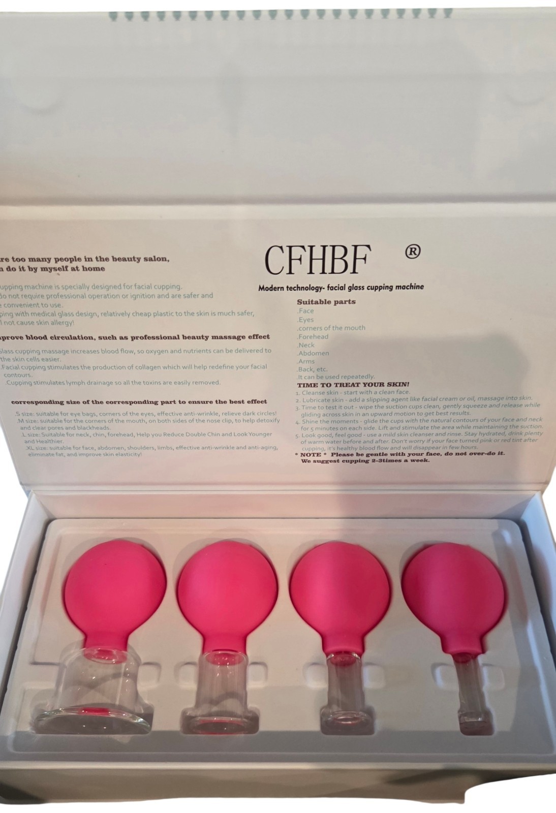 CFHBF 4 Size Facial Cupping Therapy Set Glass, Eye Face Vacuum Massage Anti