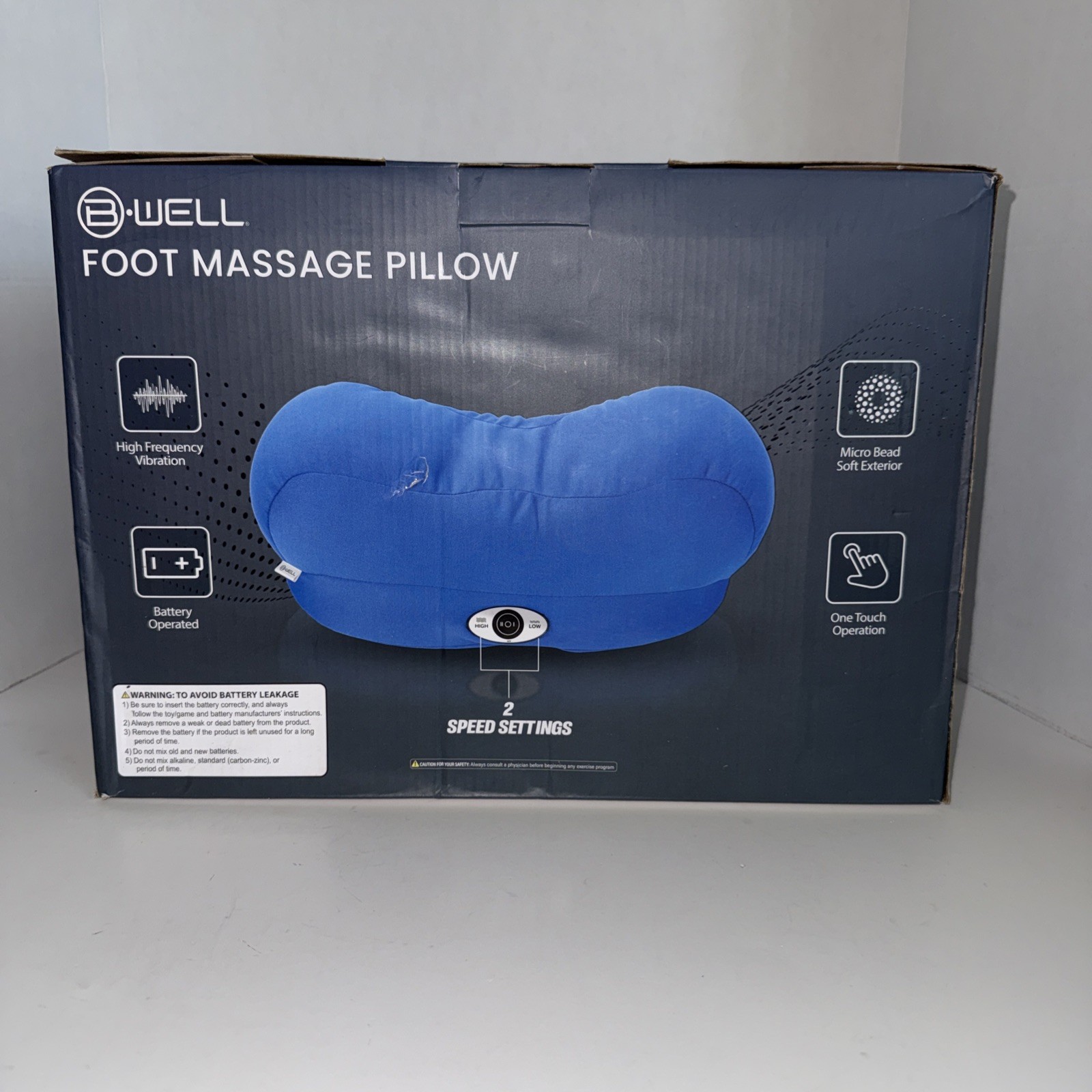 B•WELL Foot Massage Pillow New Open Box 2 Speed Battery Operated