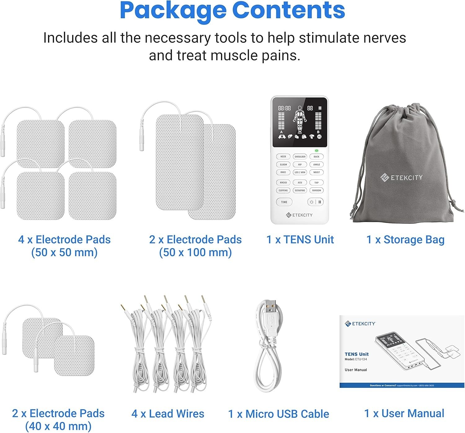 FSA HSA Store Eligible 4-Output TENS Unit, Muscle Stimulator Machine for Pain Re