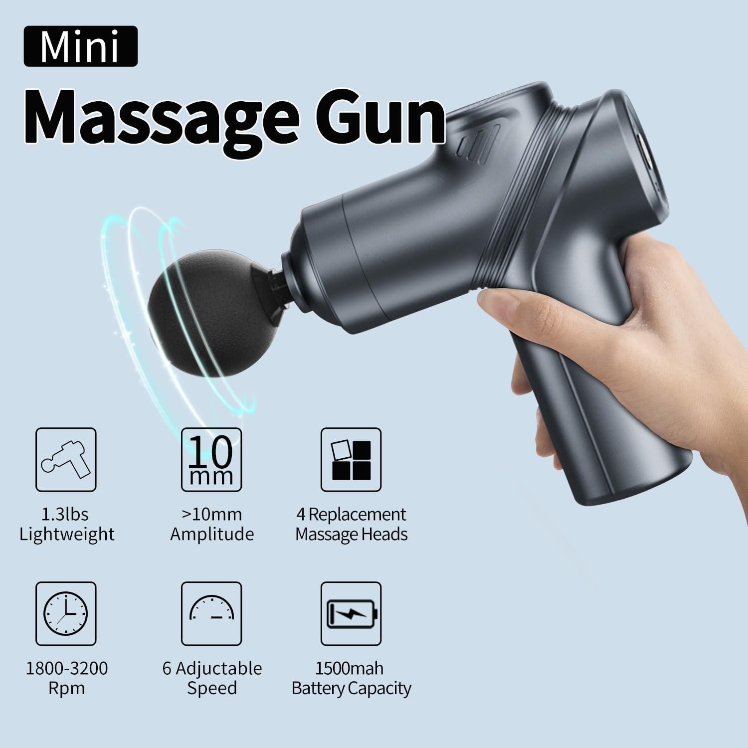Deep Tissue Massage Gun Quiet Percussion Muscle Massager w 4 Heads 20 Speed