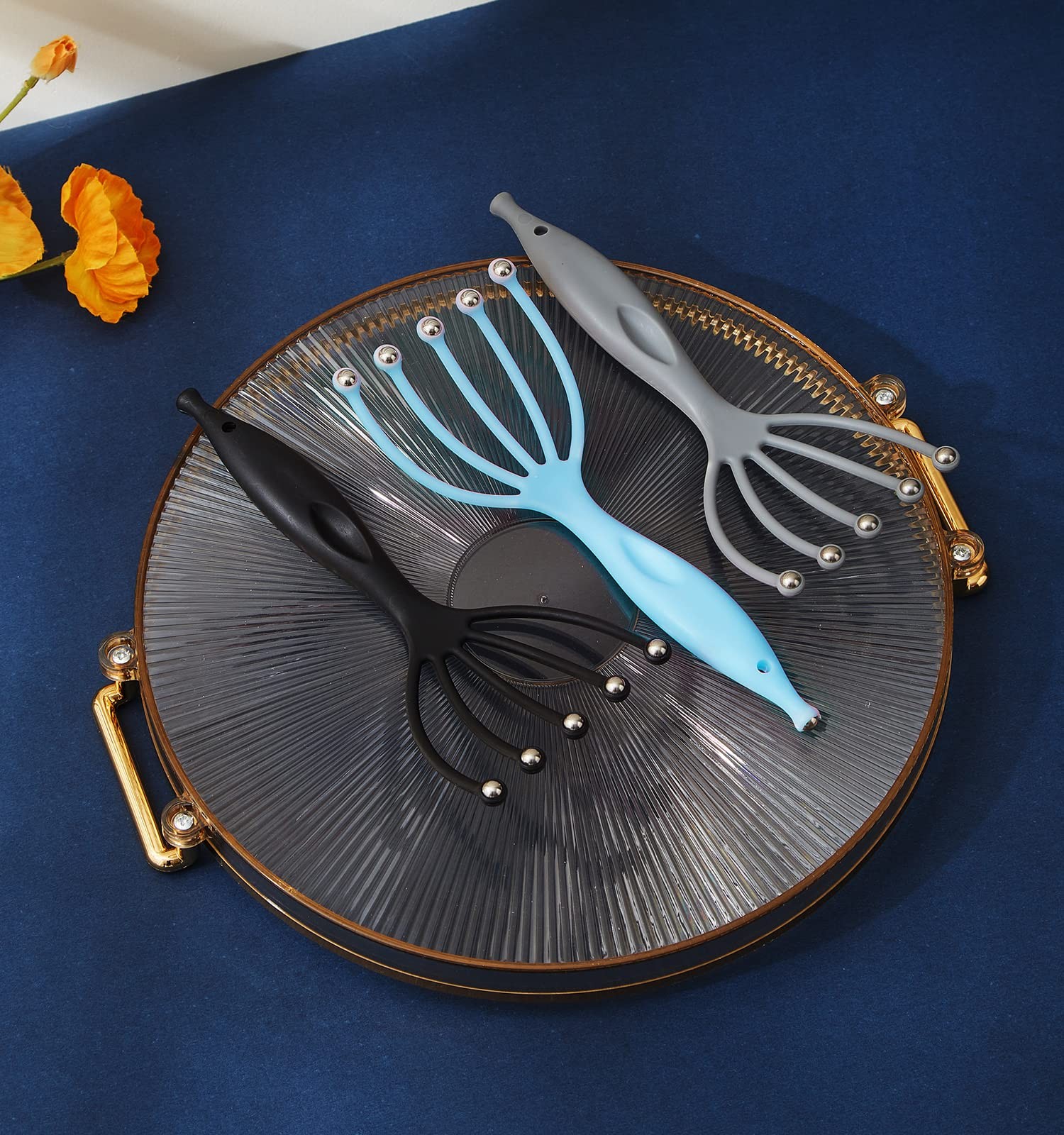 Lyanxinlei Head Massager,Protable Handheld SPA Scalp Massage Tool Black