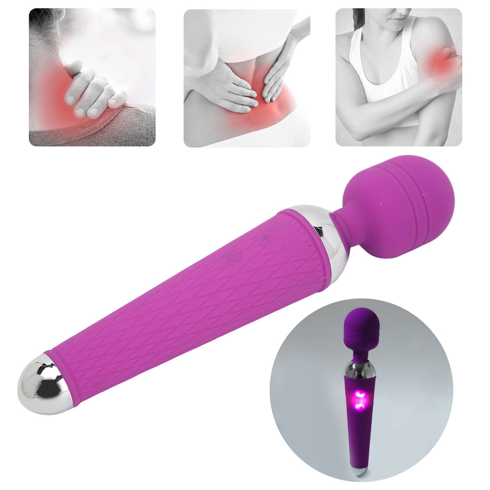 1 Cordless Vibrators Wand Rechargeable Relaxing Muscle For Home Use ABS