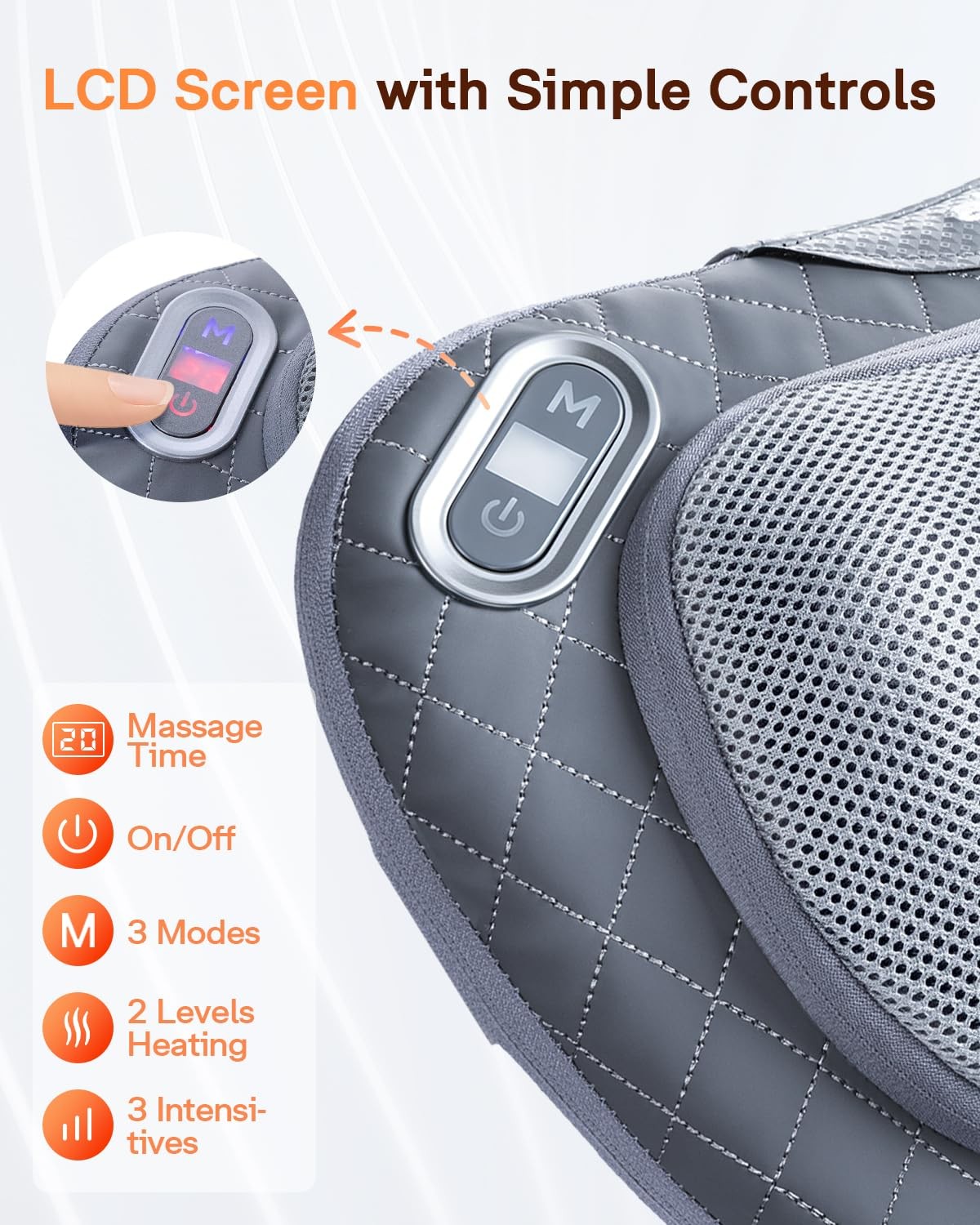 Cordless Neck and Back Massager with Heat & LCD Display – Rechargeable Shiats…