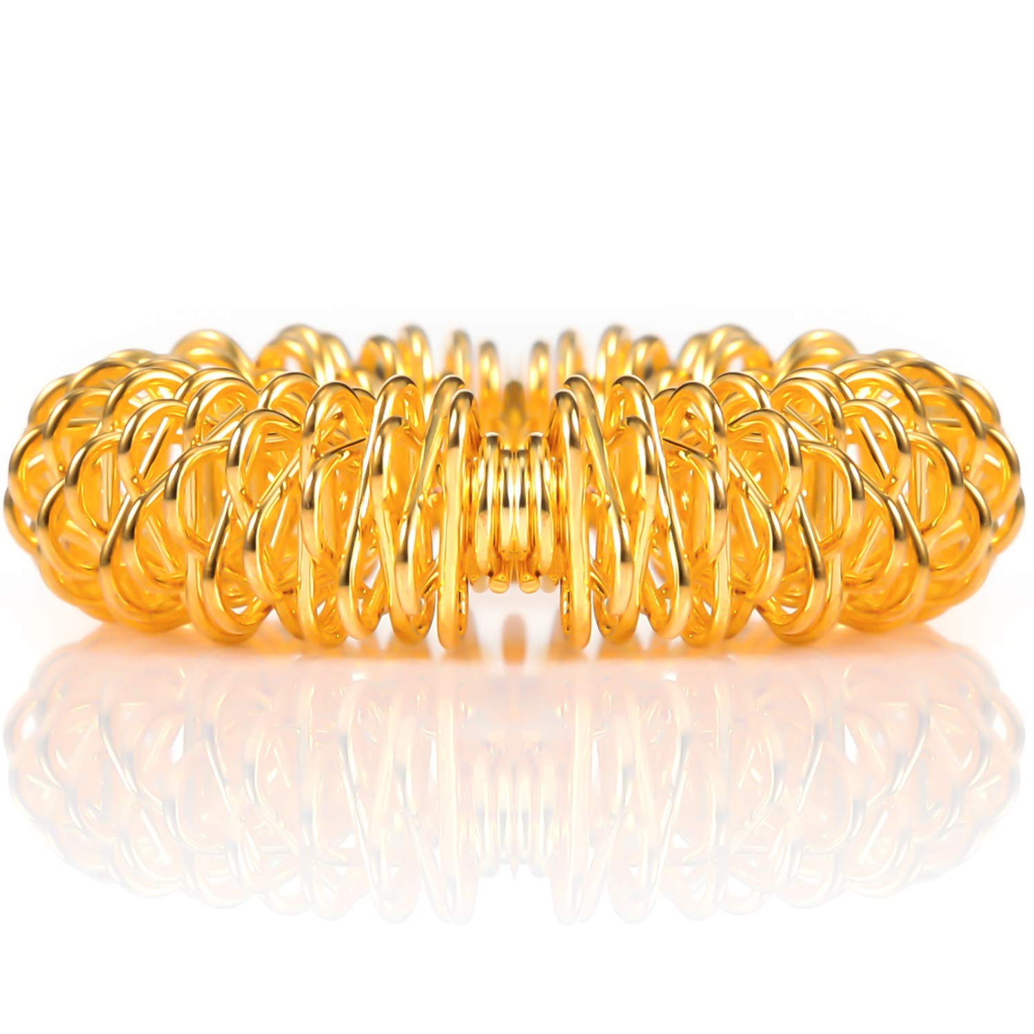 Blulu 50 Pcs Acupressure Fidget Rings Spiky Red, Blue, Green, Gold, Silver