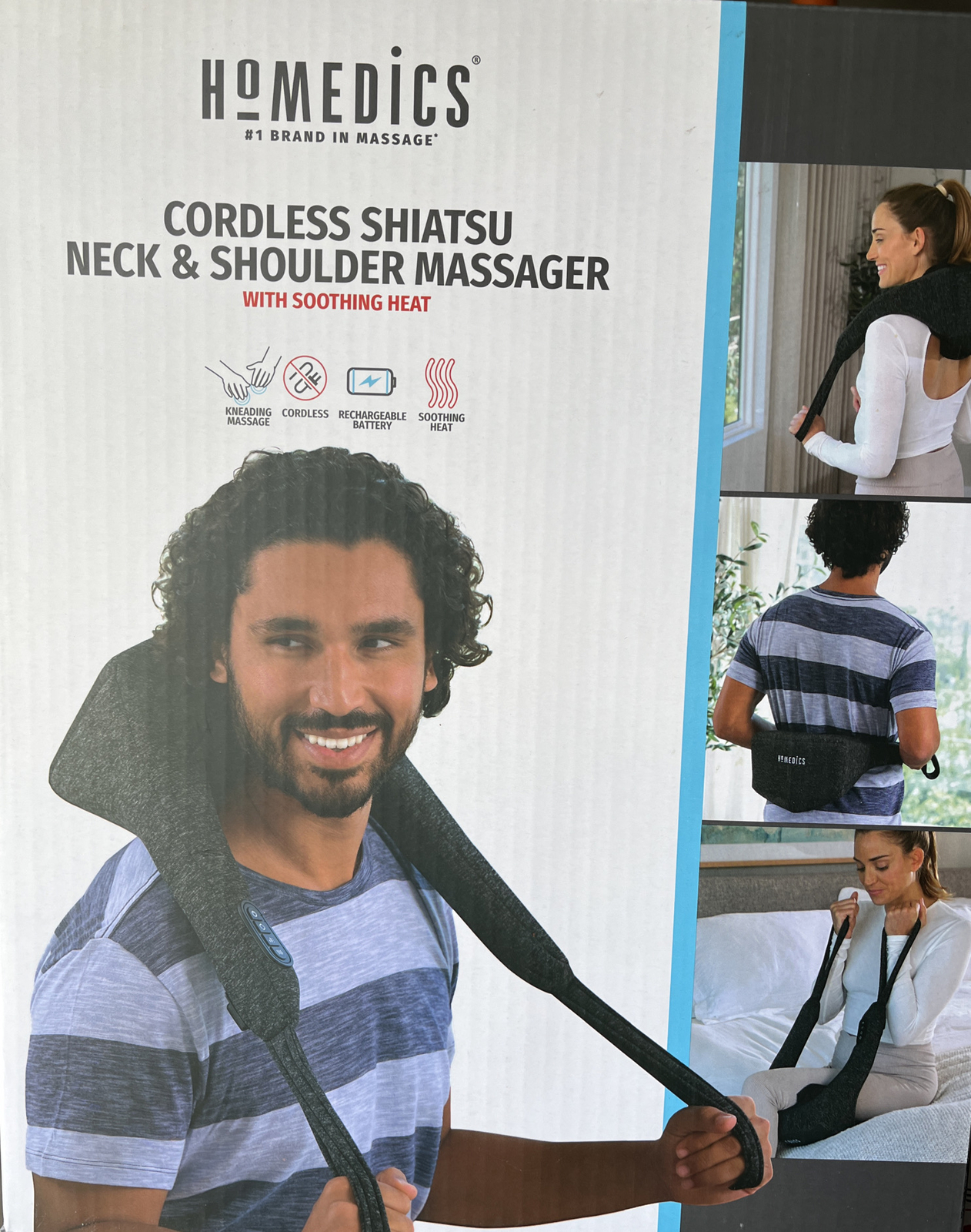 Homedics Cordless Shiatsu Neck & Shoulder Massager With Soothing Heat, NMS-730H
